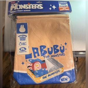 Labubu The Monsters Tan and Blue Tote Bag